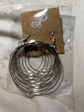 Plunder Silver Multi-Hoop Dangle Earrings